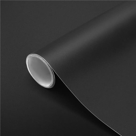 Thick Black Wallpaper 16"x198" Black Peel and Stick Wallpaper Matte Black